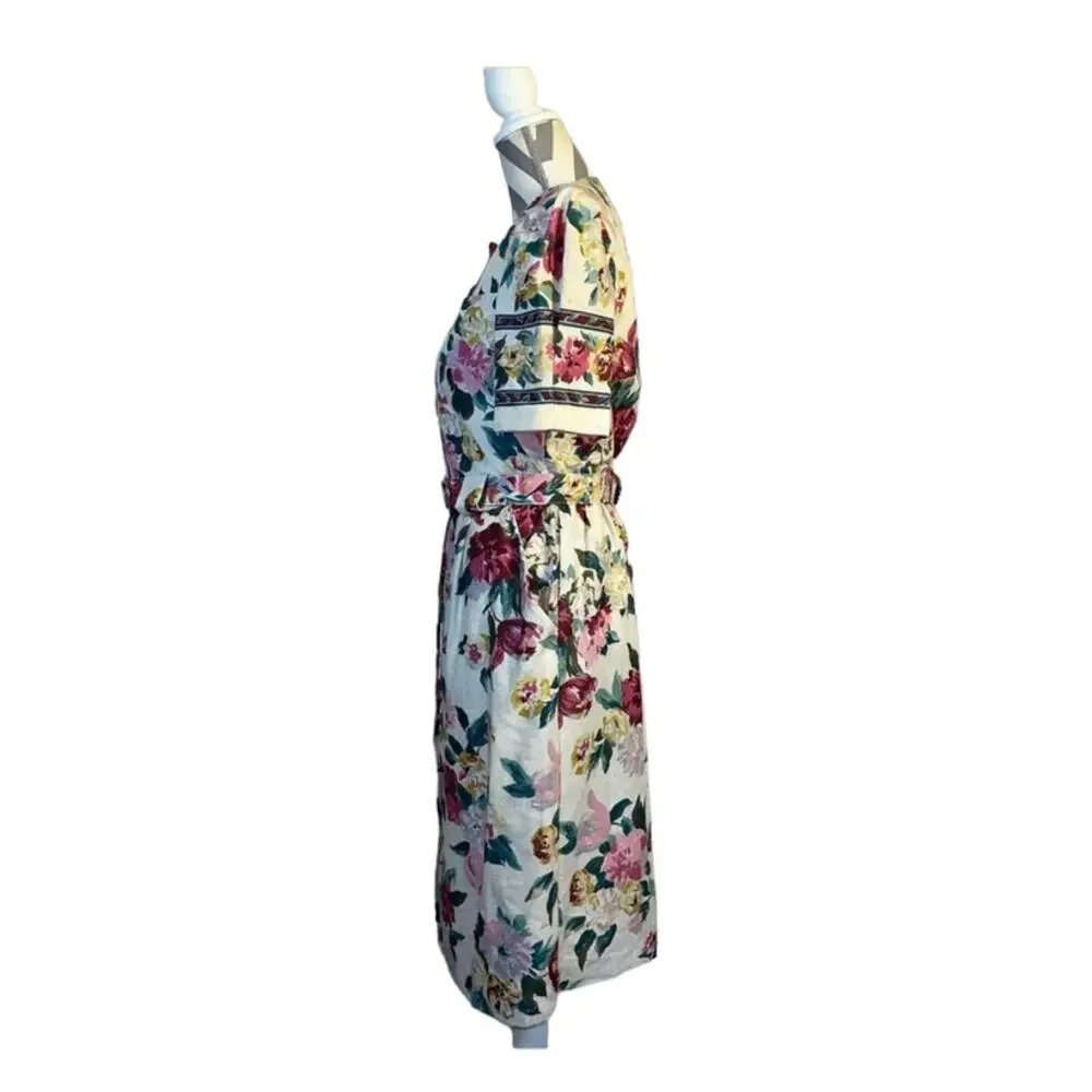 Damon Petite Vintage Union Made Floral Dress w/ Pockets & Belt Made USA Size 10
